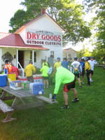 Participants relaxing at Floyd County Dry Goods, the first rest stop.
